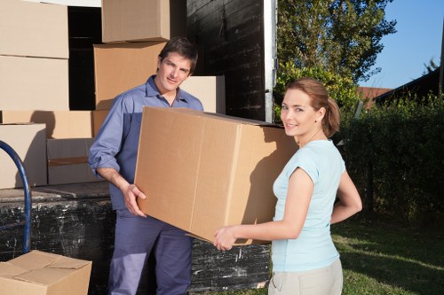 Household furniture and boxes prepared for storage
